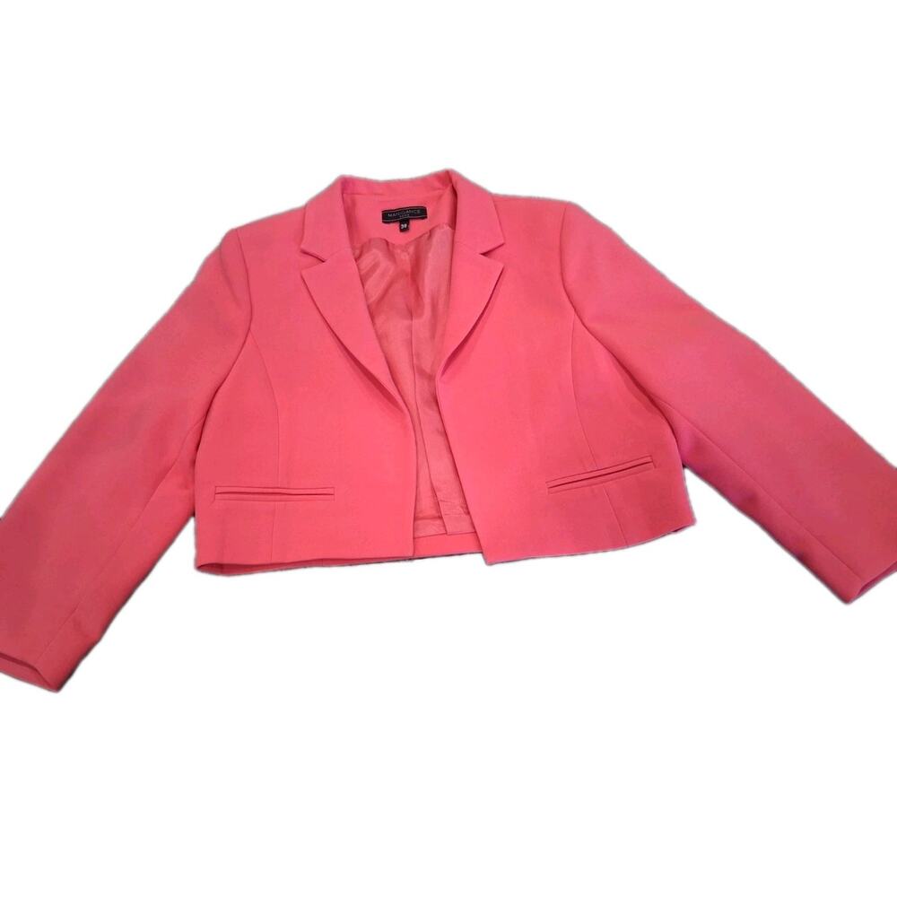 VTG 90s Manigance Paris Kiwi Cropped Blazer Womens Sz 38 S\M Jacket Notch Lapel